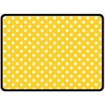 Polka Dots - White on Banana Yellow Fleece Blanket (Large) (One Side)