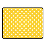 Polka Dots - White on Banana Yellow Fleece Blanket (Small) (One Side)