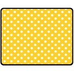 Polka Dots - White on Banana Yellow Double Sided Fleece Blanket (Medium) (Two Sides)
