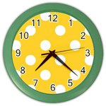 Polka Dots - White on Banana Yellow Color Wall Clock