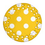 Polka Dots - White on Banana Yellow Ornament (Round Filigree)