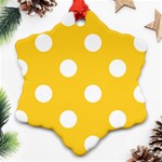 Polka Dots - White on Banana Yellow Snowflake Ornament (Two Sides)