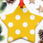 Polka Dots - White on Banana Yellow Star Ornament (Two Sides)