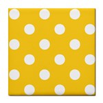 Polka Dots - White on Banana Yellow Tile Coaster