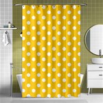 Polka Dots - White on Banana Yellow Shower Curtain 48  x 72  (Small)