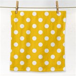 Polka Dots - White on Banana Yellow Face Towel