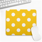 Polka Dots - White on Banana Yellow Large Mousepad