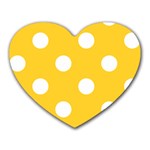 Polka Dots - White on Banana Yellow Heart Mousepad