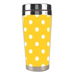 Polka Dots - White on Banana Yellow Stainless Steel Travel Tumbler