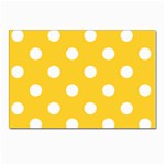 Polka Dots - White on Banana Yellow Postcard 5  x 7 