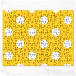 Polka Dots - White on Banana Yellow Jigsaw Puzzle (Rectangular)