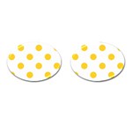 Polka Dots - Banana Yellow on White Cufflinks (Oval)