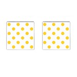 Polka Dots - Banana Yellow on White Cufflinks (Square)