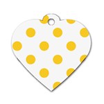 Polka Dots - Banana Yellow on White Dog Tag Heart (One Side)