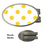 Polka Dots - Banana Yellow on White Money Clip (Oval)