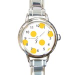 Polka Dots - Banana Yellow on White Round Italian Charm Watch