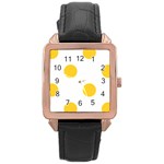 Polka Dots - Banana Yellow on White Rose Gold Leather Watch