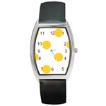Polka Dots - Banana Yellow on White Barrel Style Metal Watch