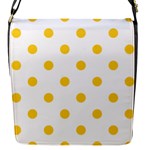 Polka Dots - Banana Yellow on White Flap Closure Messenger Bag (S)