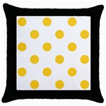 Polka Dots - Banana Yellow on White Throw Pillow Case (Black)