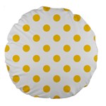Polka Dots - Banana Yellow on White Large 18  Premium Round Cushion