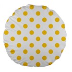 Polka Dots - Banana Yellow on White Large 18  Premium Flano Round Cushion