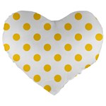 Polka Dots - Banana Yellow on White Large 19  Premium Heart Shape Cushion