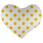 Polka Dots - Banana Yellow on White Large 19  Premium Flano Heart Shape Cushion