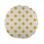 Polka Dots - Banana Yellow on White Standard 15  Premium Round Cushion