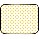 Polka Dots - Banana Yellow on White Fleece Blanket (Mini)