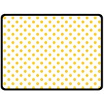 Polka Dots - Banana Yellow on White Fleece Blanket (Large) (One Side)