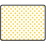 Polka Dots - Banana Yellow on White Fleece Blanket (Medium) (One Side)