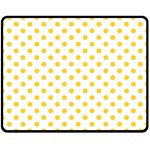 Polka Dots - Banana Yellow on White Double Sided Fleece Blanket (Medium) (Two Sides)