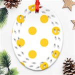 Polka Dots - Banana Yellow on White Oval Filigree Ornament (Two Sides)