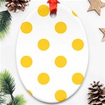 Polka Dots - Banana Yellow on White Ornament (Oval)