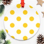 Polka Dots - Banana Yellow on White Round Ornament (Two Sides)
