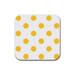 Polka Dots - Banana Yellow on White Rubber Coaster (Square)