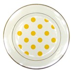 Polka Dots - Banana Yellow on White Porcelain Plate