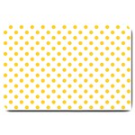 Polka Dots - Banana Yellow on White Large Doormat