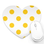 Polka Dots - Banana Yellow on White Heart Mousepad