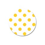 Polka Dots - Banana Yellow on White Magnet 3  (Round)