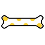 Polka Dots - Banana Yellow on White Magnet (Dog Bone)