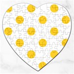 Polka Dots - Banana Yellow on White Jigsaw Puzzle (Heart)