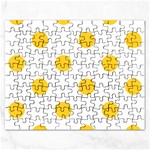 Polka Dots - Banana Yellow on White Jigsaw Puzzle (Rectangular)