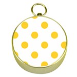 Polka Dots - Banana Yellow on White Gold Compass