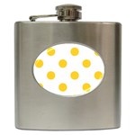 Polka Dots - Banana Yellow on White Hip Flask (6 oz)