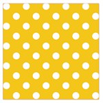 Polka Dots - White on Deep Lemon Yellow Large Satin Scarf (Square)