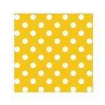 Polka Dots - White on Deep Lemon Yellow Small Satin Scarf  (Square)