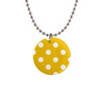 Polka Dots - White on Deep Lemon Yellow 1  Button Necklace