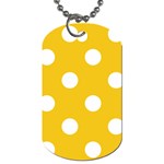 Polka Dots - White on Deep Lemon Yellow Dog Tag (One Side)